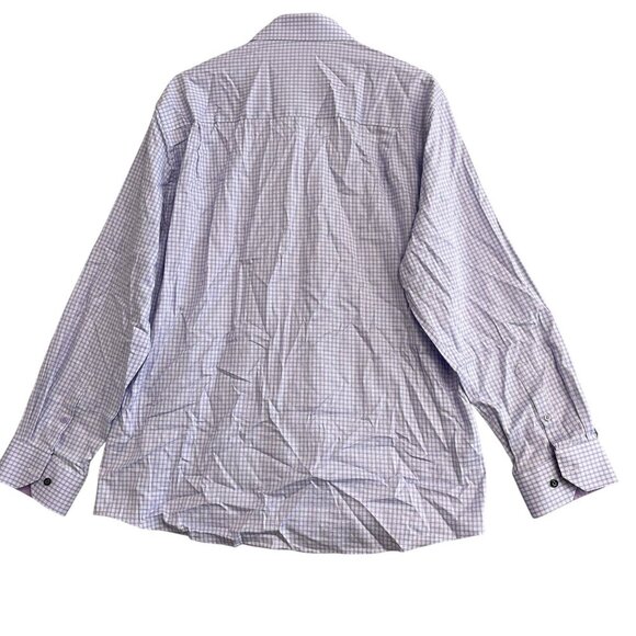 NEW Duchamp Men's 18 XXL Purple Checkered Dress Shirt Cotton Stretch Long Sleeve - Picture 3 of 7